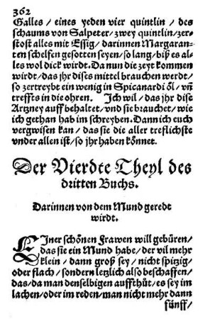 Der Vierdte Theyl des dritten Buchs. Darinnen von dem Mund geredt wirdt.