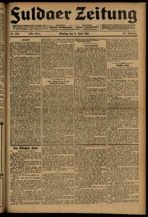 Erste Ausgabe vom Montag, den 09. Juni 1913.