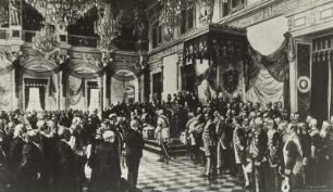 Eröffnung des Konstituierenden Norddeutschen Reichstages durch König Wilhelm I. im weißen Saal des Berliner Schlosses, 1867.02.26