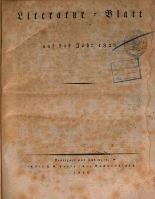 Morgenblatt für gebildete Stände. Literatur-Blatt. 1828