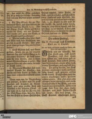 Die andere Predigt, Am IX. Sonntage nach Trinitatis.