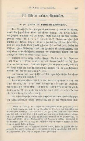 529-553 Die Reform unserer Gymnasien : VI. Die Einheit des Gymnasial-Unterrichtes
