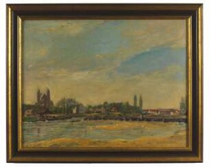 Alte Schiffbrücke von Speyer vor der Kulisse des Domes