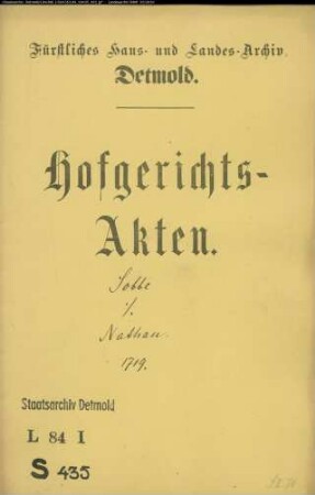 Sobbe, Joh. Ernst, Goldschmied zu Lemgo gegen Juden Nathan zu Lemgo - Vorenthaltene Pfänder