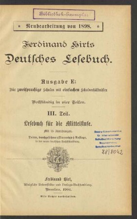 Teil 3, [Schülerband]: Lesebuch für die Mittelstufe : vollständig in vier Teilen