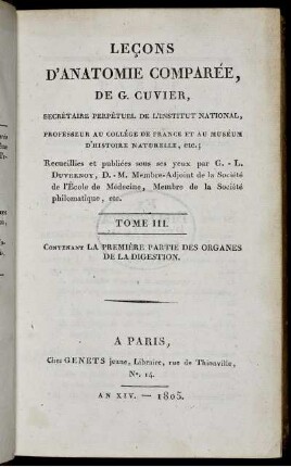 3: Leçons d'anatomie comparée. 3