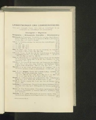 Leibesübungen und Leibeserziehung