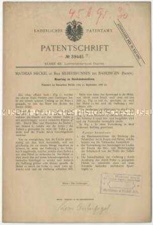 Patentschrift einer Neuerung an Handsämaschinen, Patent-Nr. 39445