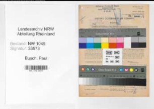 Entnazifizierung Paul Busch , geb. 11.11.1902 (Konstrukteur)