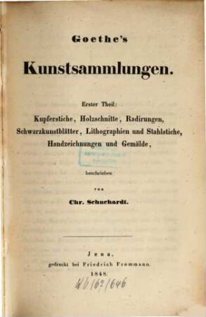 Goethe's Kunstsammlungen, 1