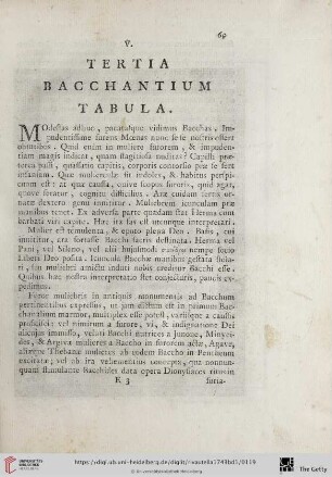 V. Tertia bacchantium tabula