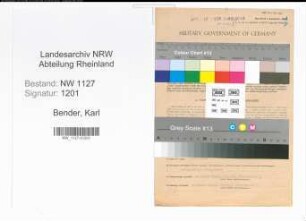 Entnazifizierung Karl Bender , geb. 26.04.1901 (Betriebsleiter)