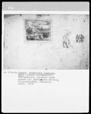 gerahmte Landschaft in abgesessenen Reitern & Figurenstudien