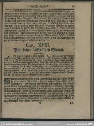 Cap. XVIII. Von denen äusserlichen Sinnen