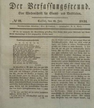 № 21. Cassel, den 13. Juli. 1831.