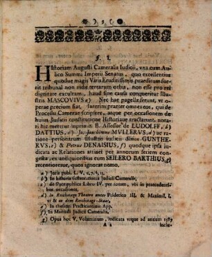 Selecta capita de historia et iurisdictione augusti cameralis iudicii
