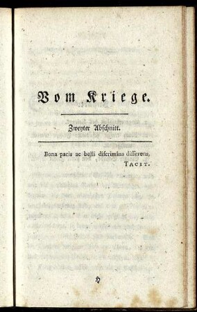 Vom Kriege. Zweyter Abschnitt.