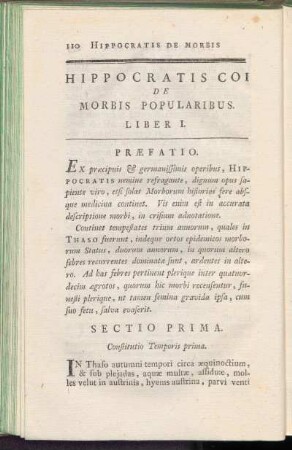 Hippocratis De Morbis Popularibus. Liber I.