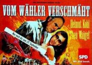 Wahlplakat der SPD zur Bundestagswahl 1998 satirisch ein Filmplakat fingierend