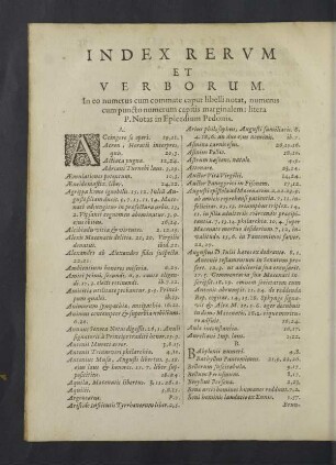 Index Rerum et verborum.