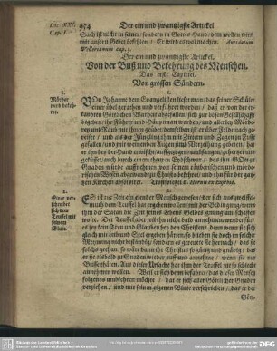 Der ein und zwantzigste Artickel. Von der Buß und Bekehrung des Menschen