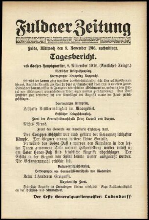 Ausgabe vom Mittwoch, den 08. November 1916.