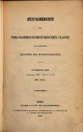 Sitzungsberichte. 20. 1856