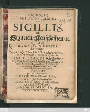 Disputatio Iuridica De Sigillis