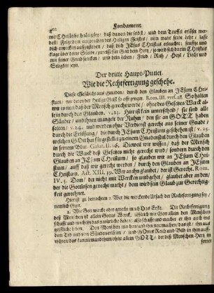 Der dritte Haupt-Punct. Wie die Rechtfertigung geschehe