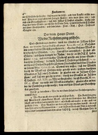 Der dritte Haupt-Punct. Wie die Rechtfertigung geschehe