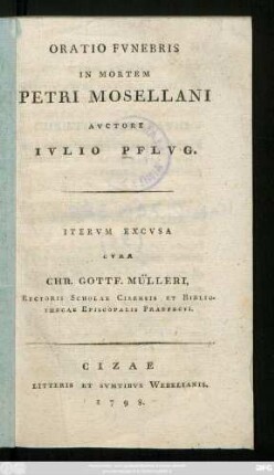 Oratio Fvnebris In Mortem Petri Mosellani