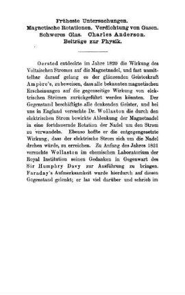 Früheste Untersuchungen. Magnetische Rotation. Verdichtung von Gasen. Schweres Glas.