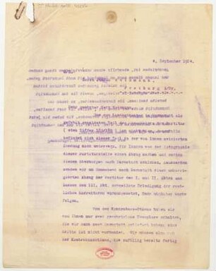 Brief an Julius Weismann : 04.09.1924