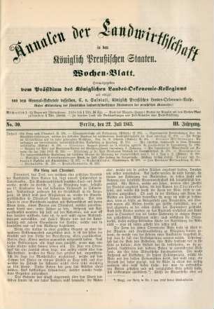 No. 30. Berlin, den 22. Juli 1863. III. Jahrgang.