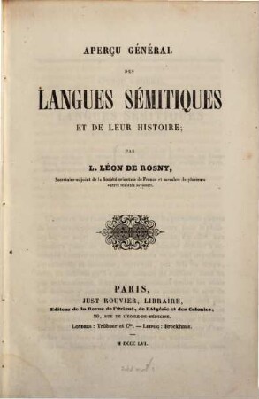 Aperçu général des langues sémitiques et de leur histoire