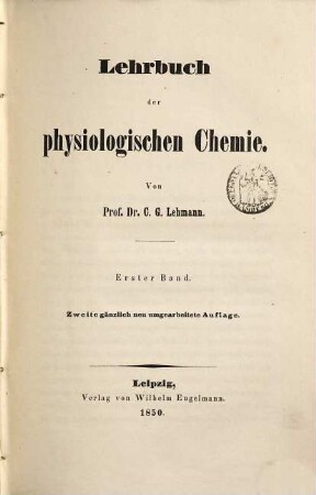 Lehrbuch der physiologischen Chemie. 1