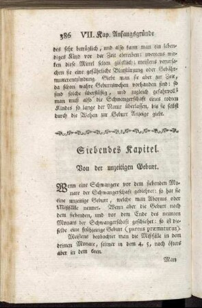 Siebendes Kapitel. Von der unzeitigen Geburt.