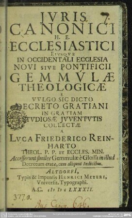 Iuris canonici ecclesiastici gemmulae theologicae : s. ecclesiastici