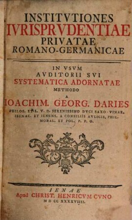 Institutiones Iurisprudentiae Privatae Romano-Germanicae