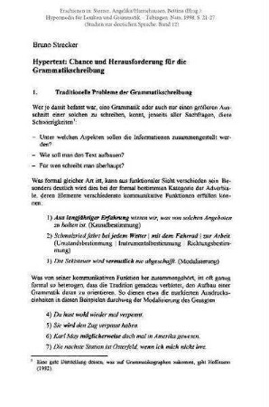 Hypertext: Chance und Herausforderung für die Grammatikschreibung