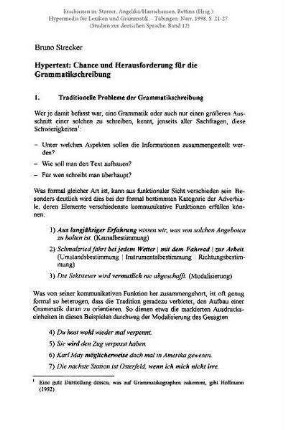 Hypertext: Chance und Herausforderung für die Grammatikschreibung