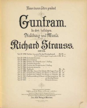 Guntram : in drei Aufzügen ; Op. 25, [2]. Vorspiel zum 2. Aufzug : [das Siegesfest am Hofe des Herzogs]