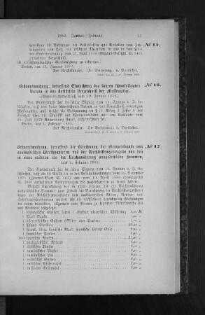 No. 16. Bekanntmachung, betreffend Einreihung des sauren schwefelsauren Natron in das statistische Verzeichniß der Massengüter.