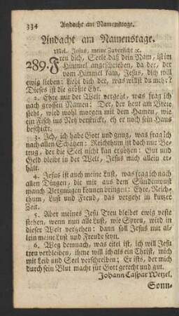 Andacht am Namenstage