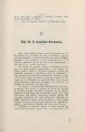 II. Rdo. Sr. D. Anselmo Avancena