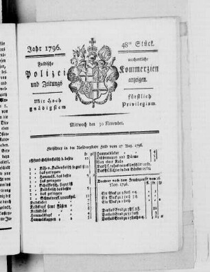 48tes Stück., Ausgabe vom 30. November 1796