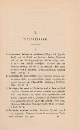 129-135 [Rezension] Cyprianus, Thascius Caecilius, Adversus aleatores