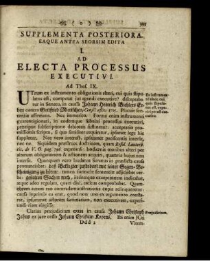 I. Ad Electa Processus Executivi.