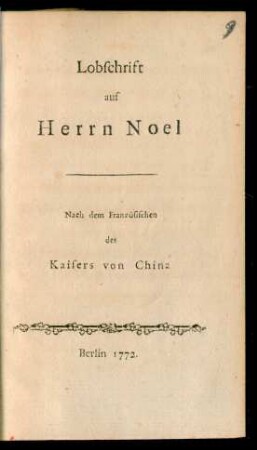 Lobschrift auf Herrn Noel