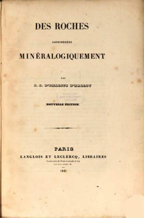 Des roches considérées minéralogiquement